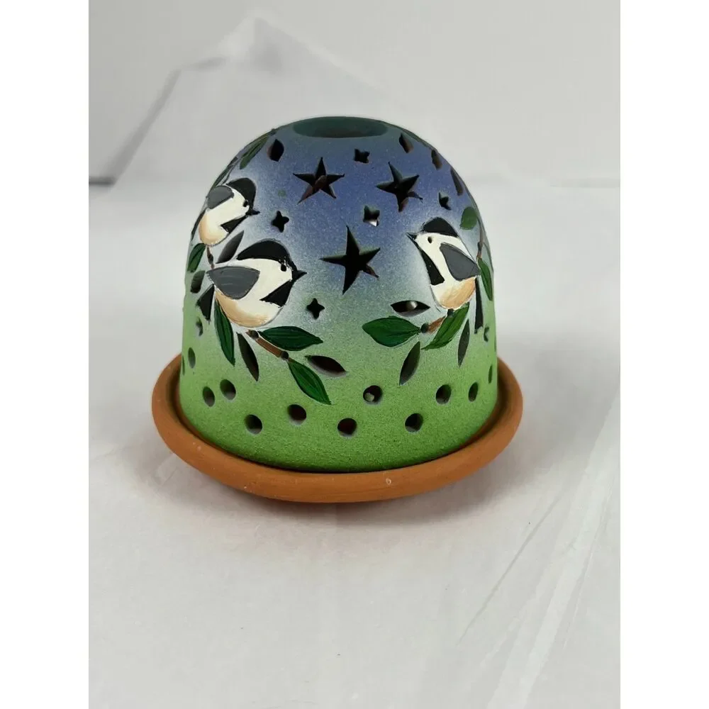 StarryLights Studio Chickadee Terracotta Luminary Candle Holder Beth Berggren